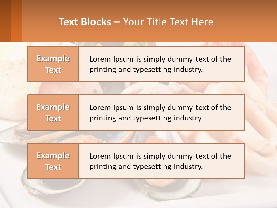 A Plate Of Food With Shrimp, Mussels And Other Foods PowerPoint Template