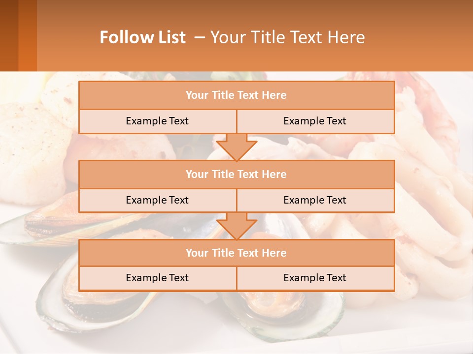 A Plate Of Food With Shrimp, Mussels And Other Foods PowerPoint Template