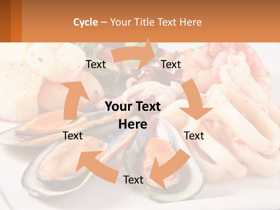 A Plate Of Food With Shrimp, Mussels And Other Foods PowerPoint Template