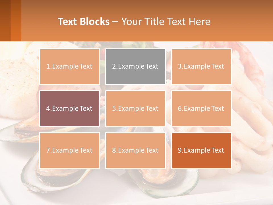 A Plate Of Food With Shrimp, Mussels And Other Foods PowerPoint Template