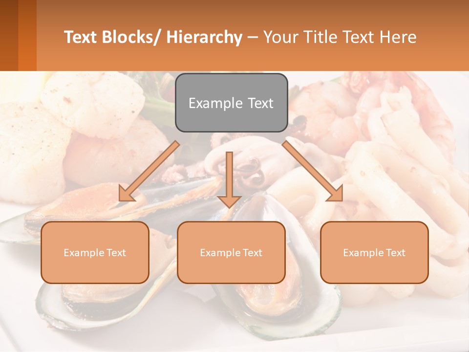 A Plate Of Food With Shrimp, Mussels And Other Foods PowerPoint Template