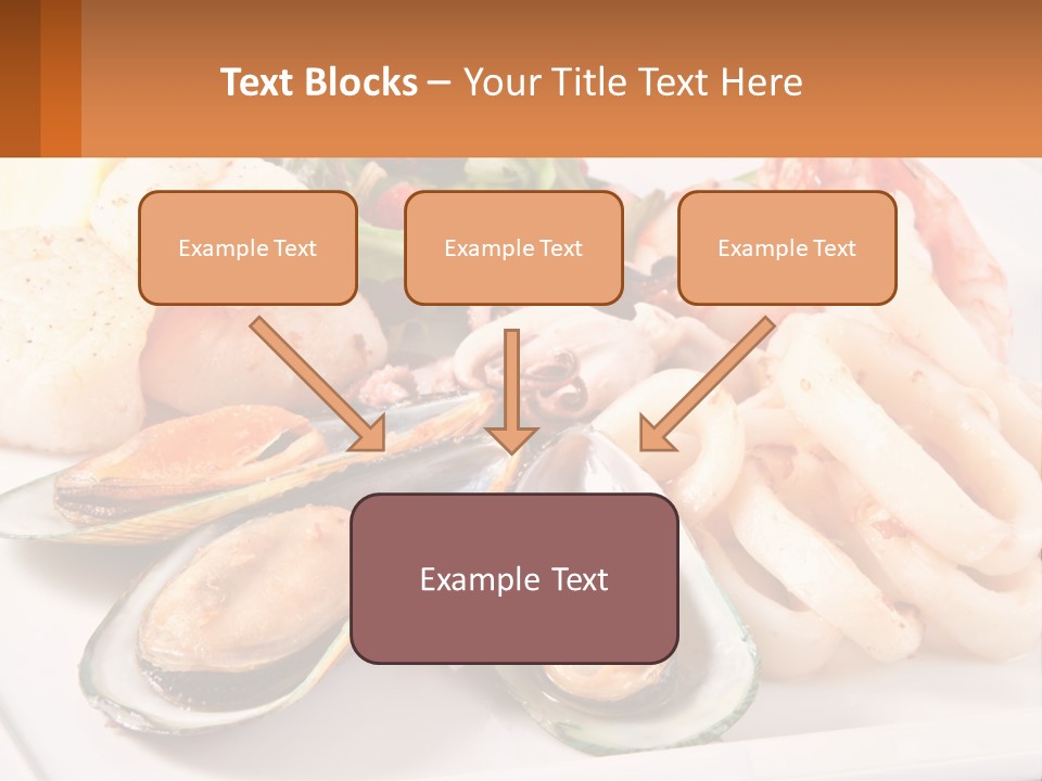 A Plate Of Food With Shrimp, Mussels And Other Foods PowerPoint Template