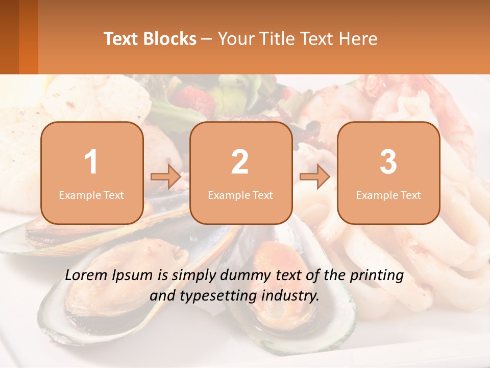 A Plate Of Food With Shrimp, Mussels And Other Foods PowerPoint Template