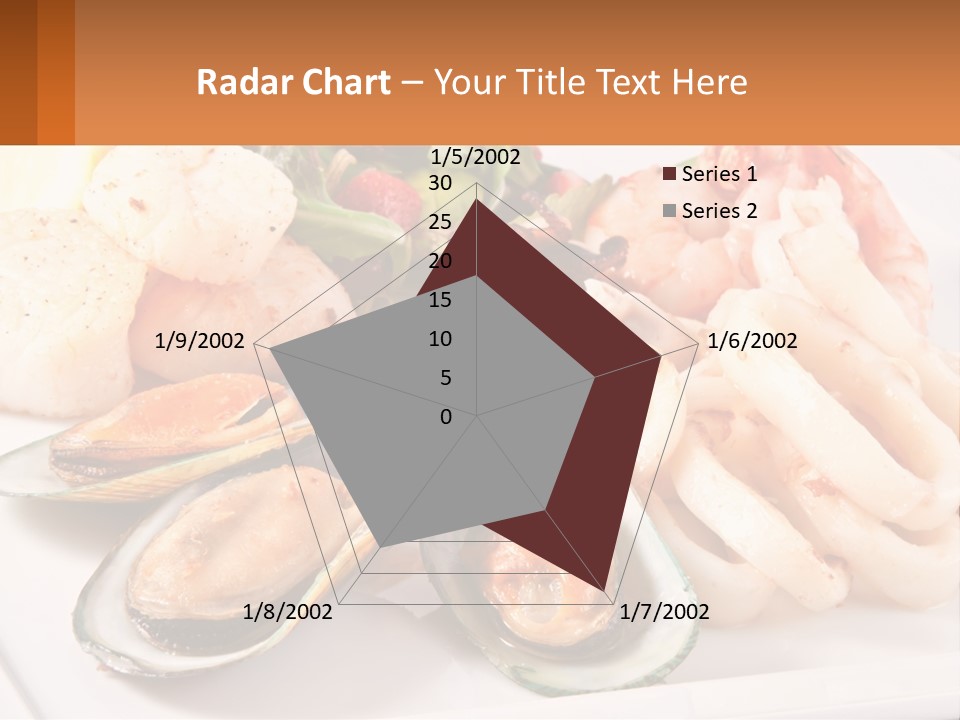 A Plate Of Food With Shrimp, Mussels And Other Foods PowerPoint Template
