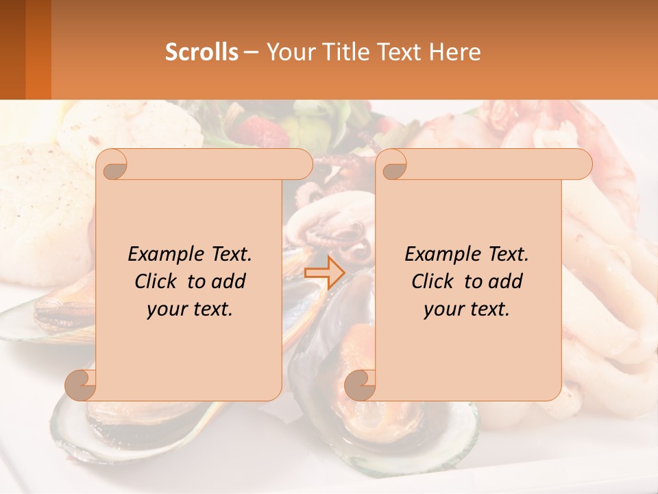 A Plate Of Food With Shrimp, Mussels And Other Foods PowerPoint Template