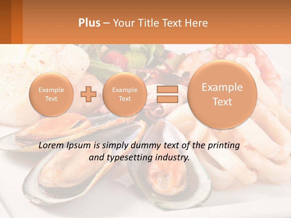 A Plate Of Food With Shrimp, Mussels And Other Foods PowerPoint Template