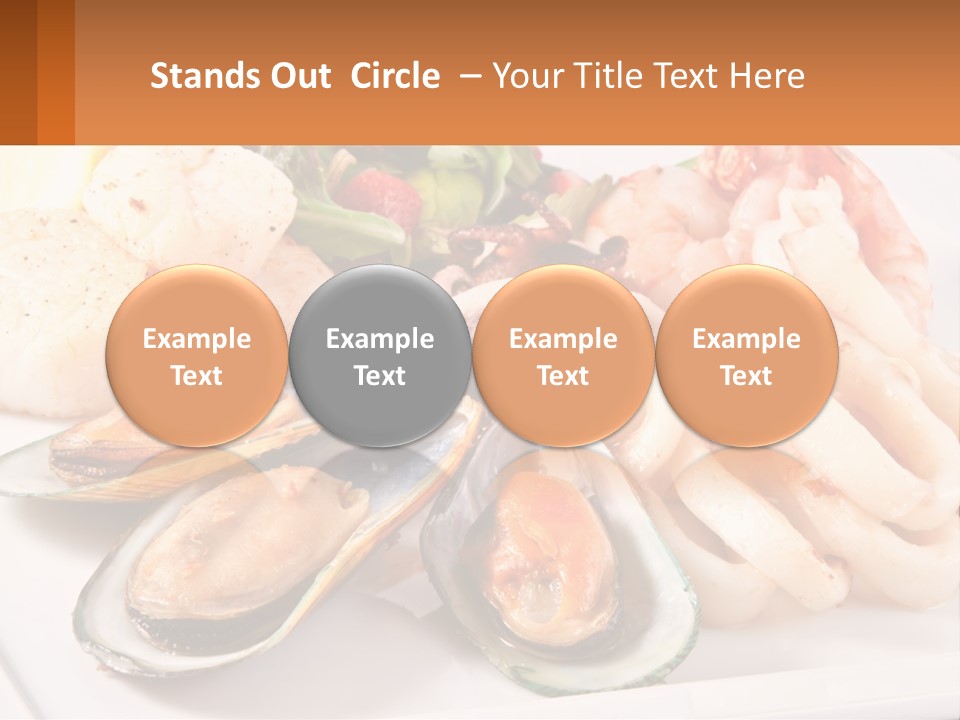 A Plate Of Food With Shrimp, Mussels And Other Foods PowerPoint Template