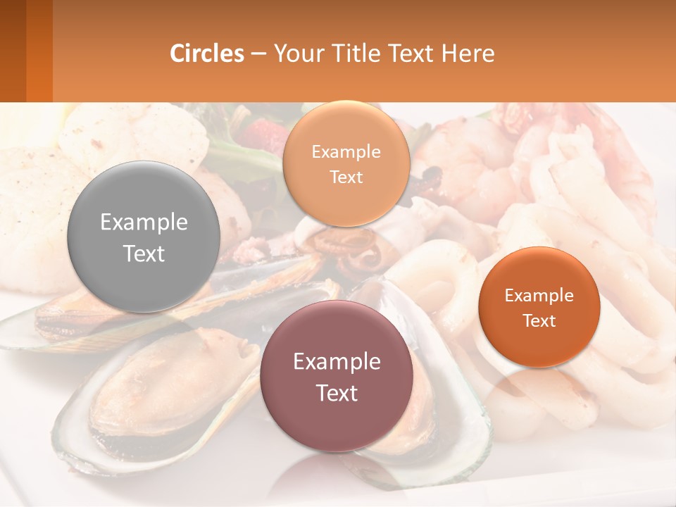 A Plate Of Food With Shrimp, Mussels And Other Foods PowerPoint Template