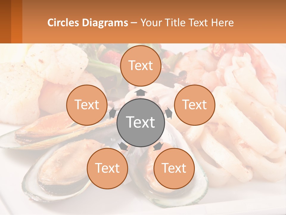 A Plate Of Food With Shrimp, Mussels And Other Foods PowerPoint Template