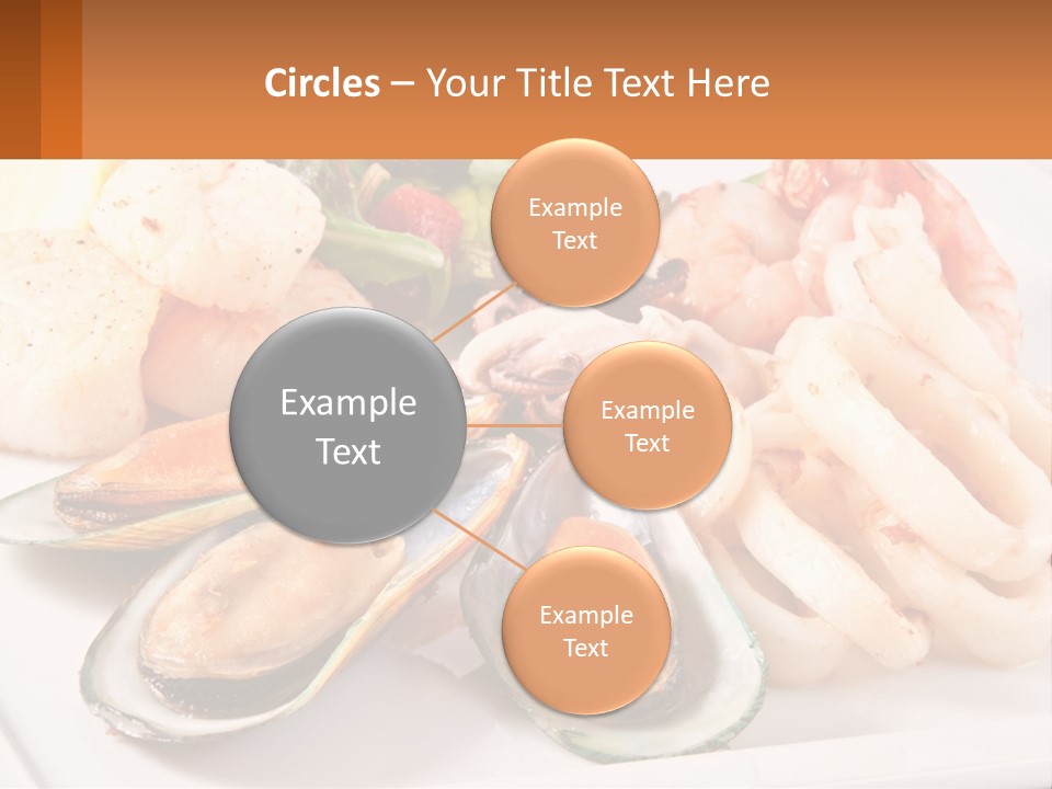 A Plate Of Food With Shrimp, Mussels And Other Foods PowerPoint Template