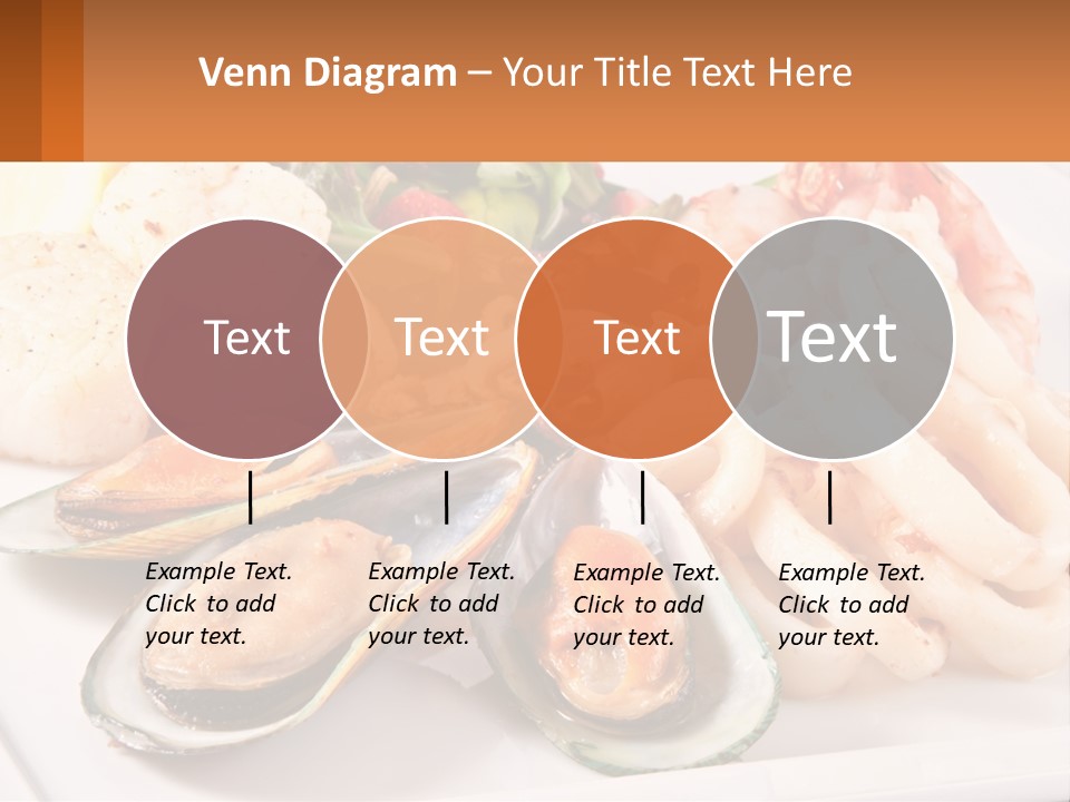 A Plate Of Food With Shrimp, Mussels And Other Foods PowerPoint Template