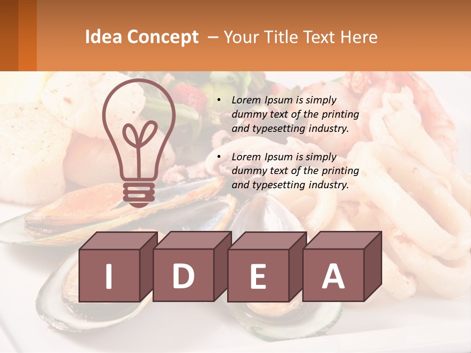 A Plate Of Food With Shrimp, Mussels And Other Foods PowerPoint Template