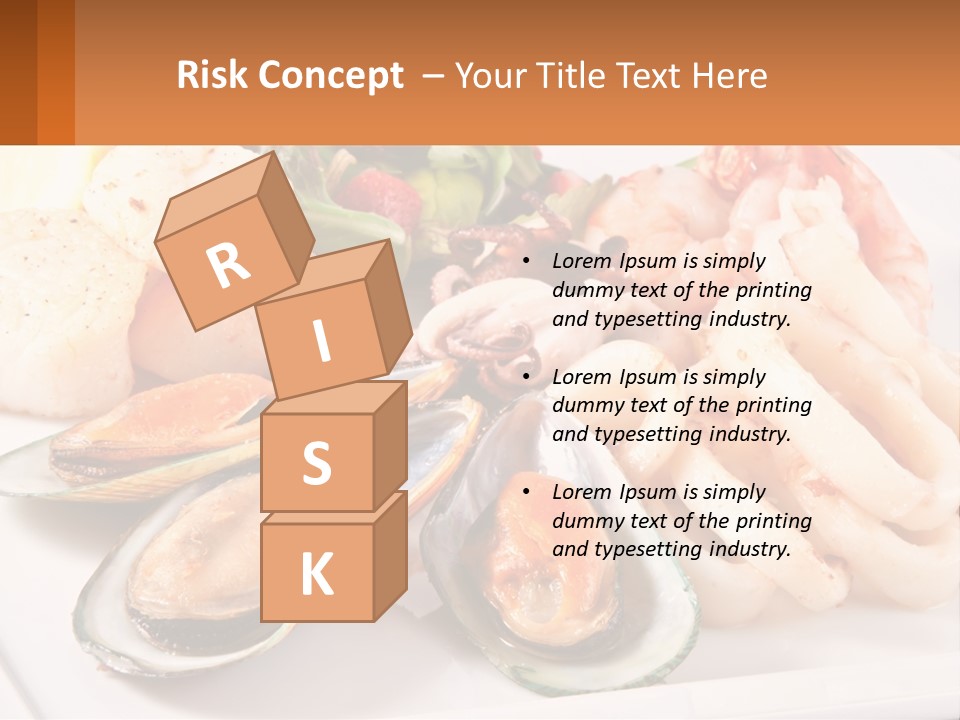 A Plate Of Food With Shrimp, Mussels And Other Foods PowerPoint Template