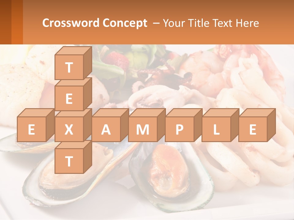 A Plate Of Food With Shrimp, Mussels And Other Foods PowerPoint Template