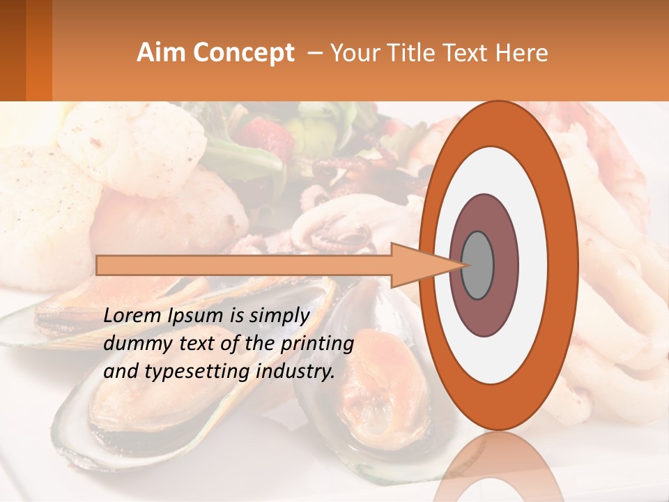 A Plate Of Food With Shrimp, Mussels And Other Foods PowerPoint Template