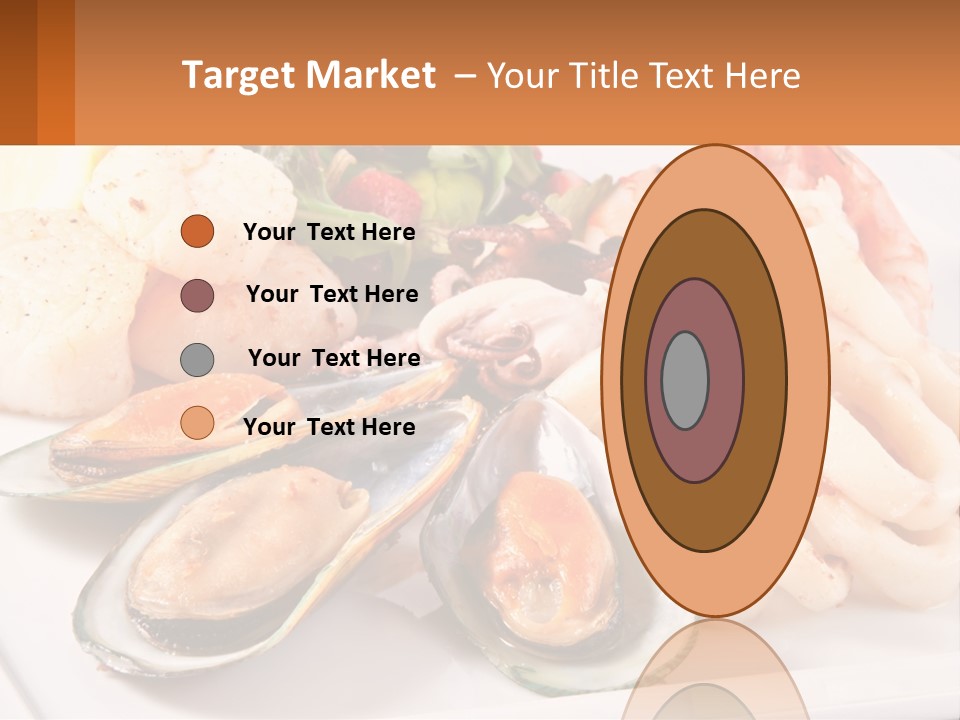 A Plate Of Food With Shrimp, Mussels And Other Foods PowerPoint Template