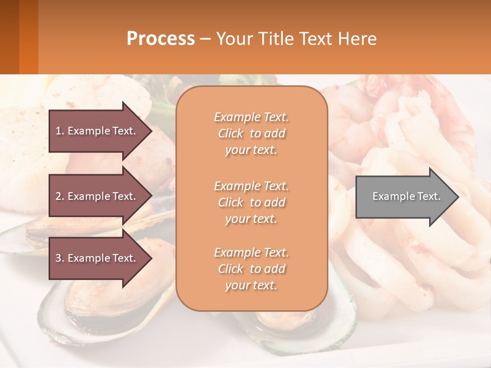 A Plate Of Food With Shrimp, Mussels And Other Foods PowerPoint Template