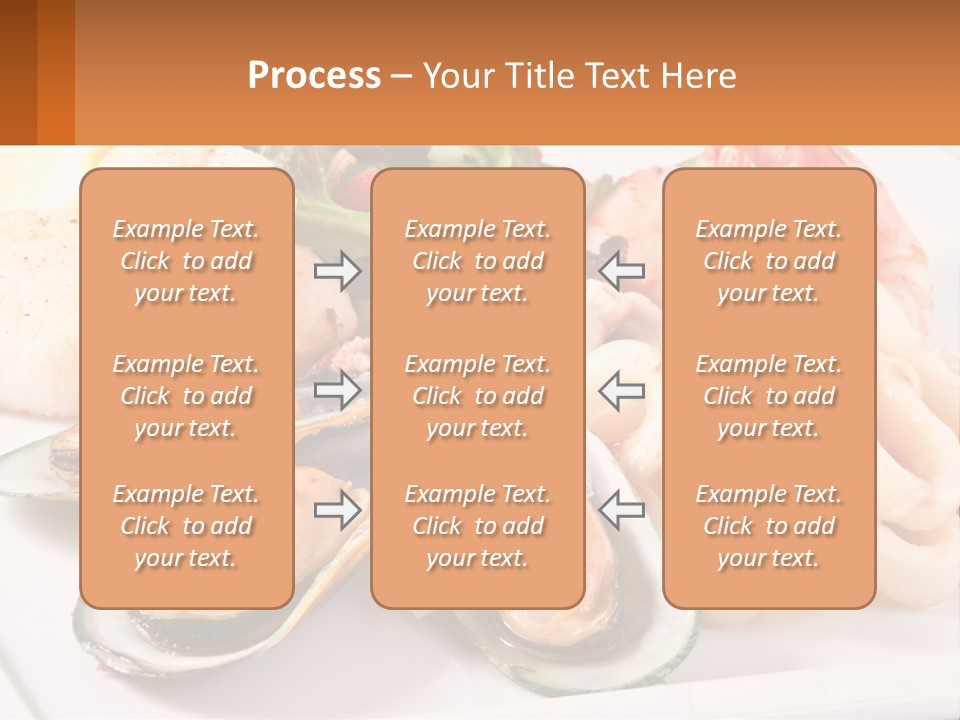 A Plate Of Food With Shrimp, Mussels And Other Foods PowerPoint Template