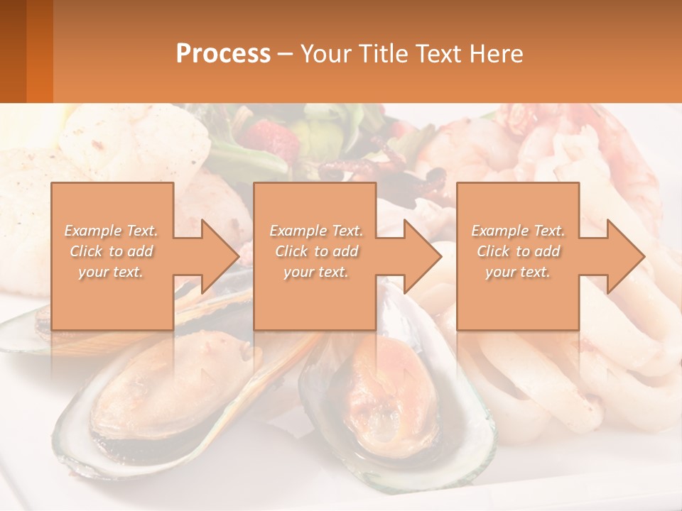 A Plate Of Food With Shrimp, Mussels And Other Foods PowerPoint Template