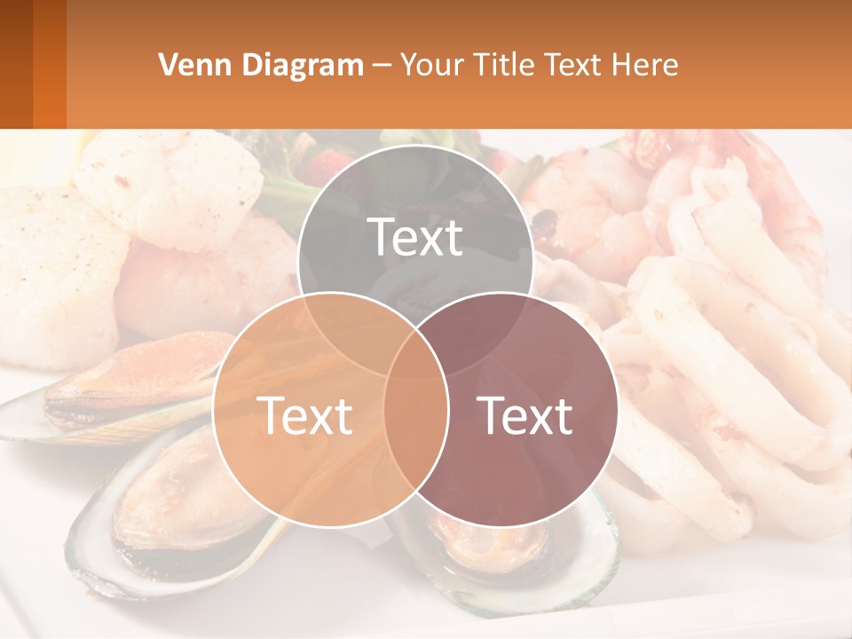 A Plate Of Food With Shrimp, Mussels And Other Foods PowerPoint Template