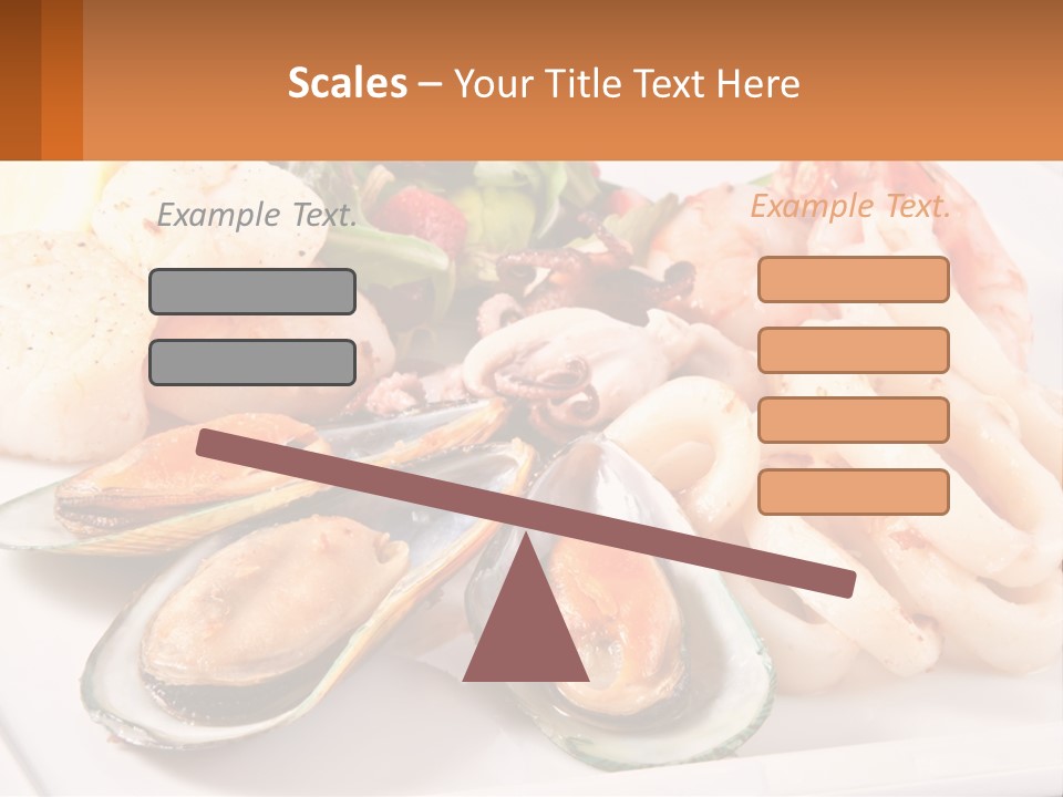 A Plate Of Food With Shrimp, Mussels And Other Foods PowerPoint Template
