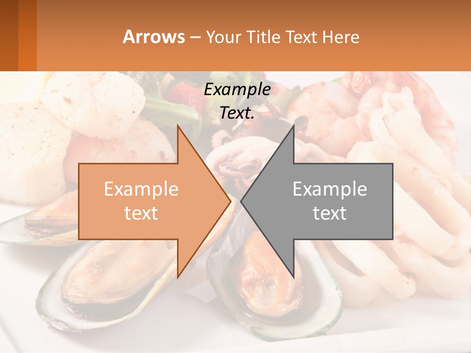 A Plate Of Food With Shrimp, Mussels And Other Foods PowerPoint Template