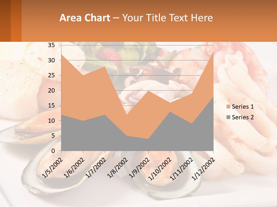 A Plate Of Food With Shrimp, Mussels And Other Foods PowerPoint Template