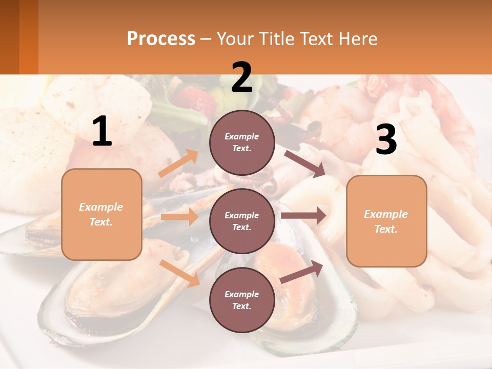 A Plate Of Food With Shrimp, Mussels And Other Foods PowerPoint Template