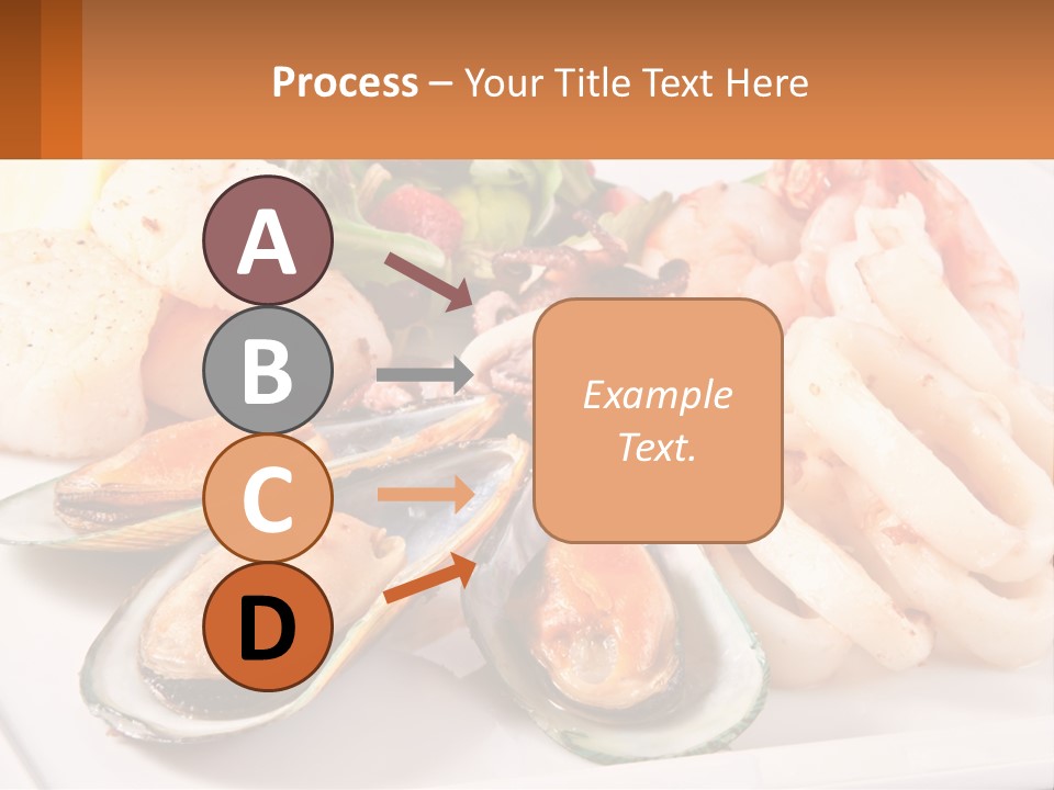 A Plate Of Food With Shrimp, Mussels And Other Foods PowerPoint Template