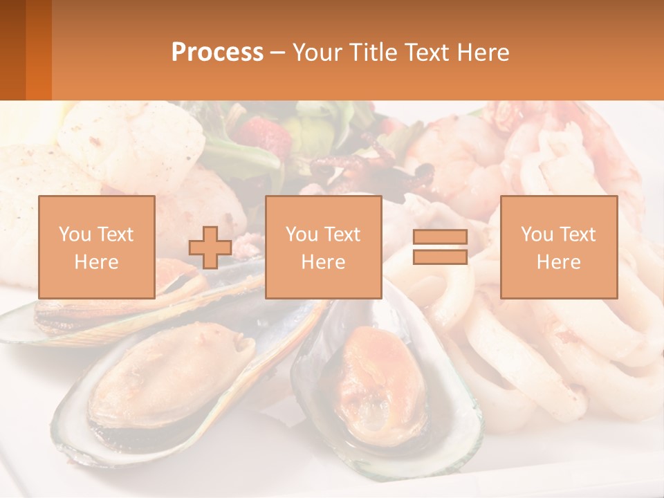 A Plate Of Food With Shrimp, Mussels And Other Foods PowerPoint Template