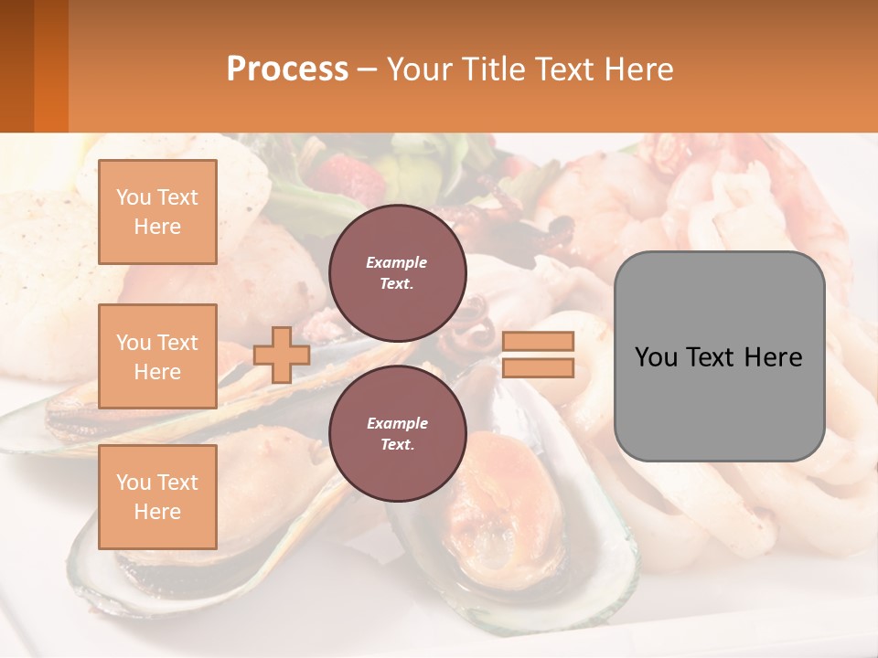 A Plate Of Food With Shrimp, Mussels And Other Foods PowerPoint Template