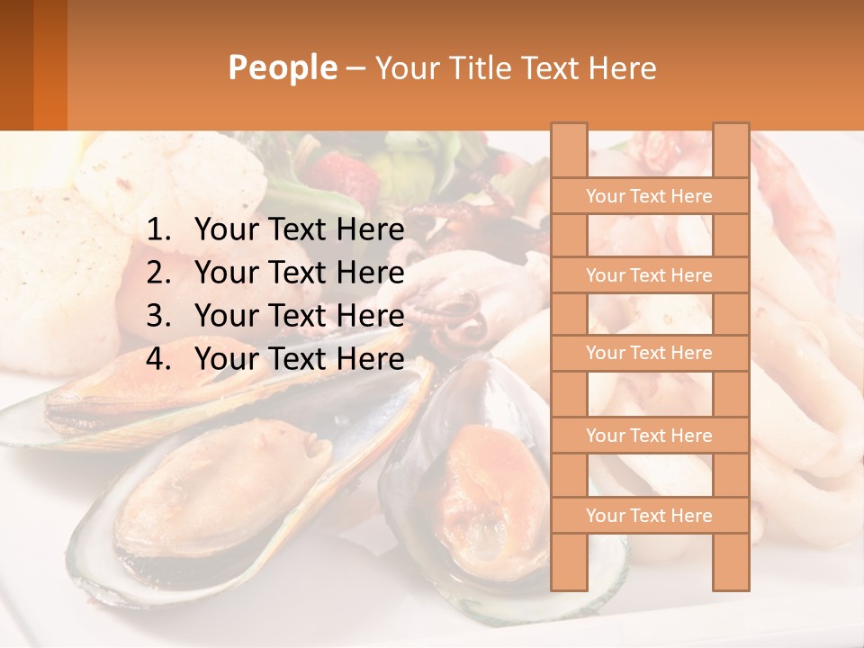 A Plate Of Food With Shrimp, Mussels And Other Foods PowerPoint Template