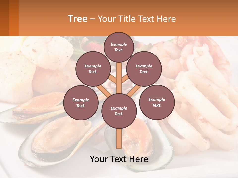 A Plate Of Food With Shrimp, Mussels And Other Foods PowerPoint Template