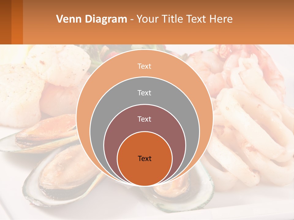 A Plate Of Food With Shrimp, Mussels And Other Foods PowerPoint Template