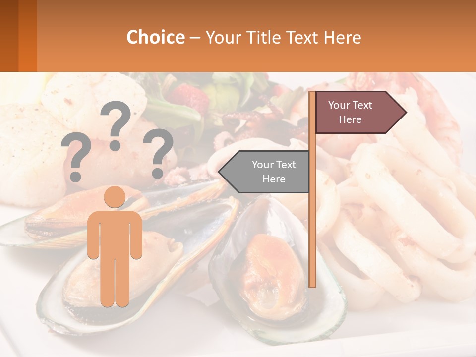 A Plate Of Food With Shrimp, Mussels And Other Foods PowerPoint Template