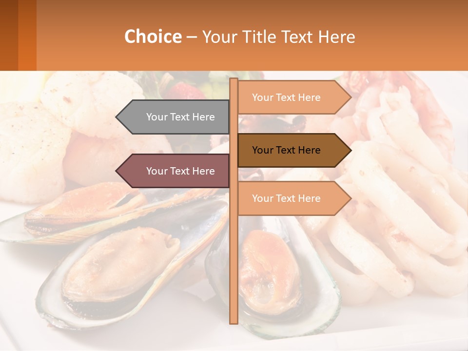 A Plate Of Food With Shrimp, Mussels And Other Foods PowerPoint Template