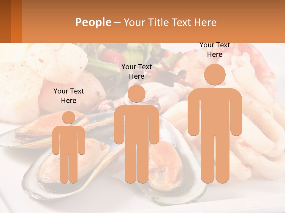 A Plate Of Food With Shrimp, Mussels And Other Foods PowerPoint Template