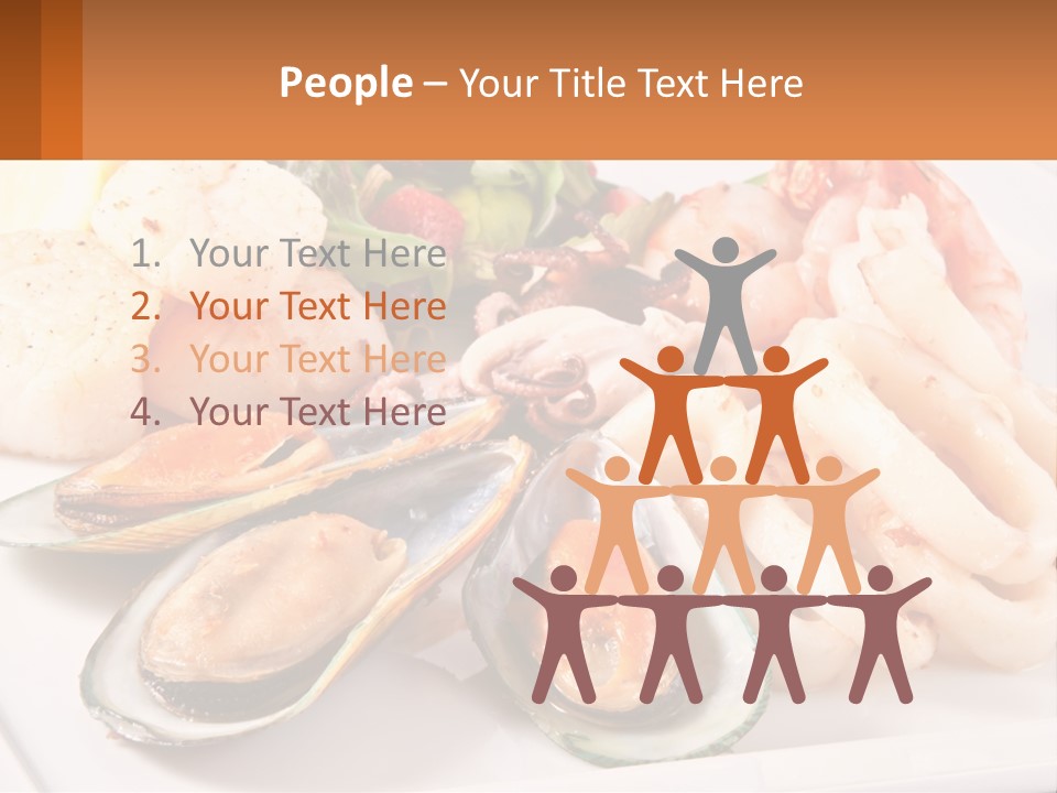 A Plate Of Food With Shrimp, Mussels And Other Foods PowerPoint Template