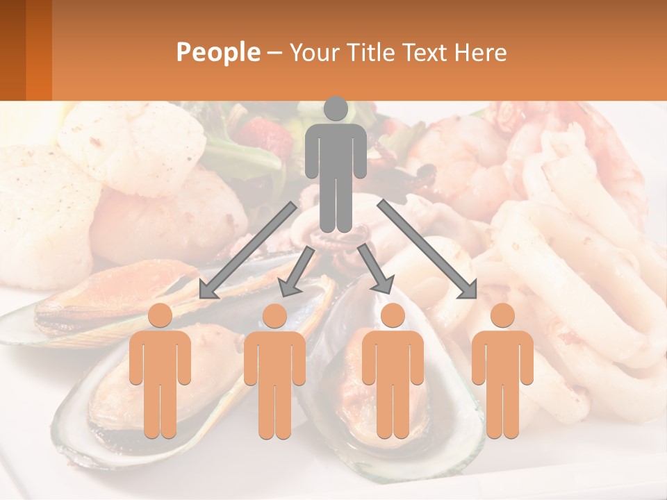 A Plate Of Food With Shrimp, Mussels And Other Foods PowerPoint Template