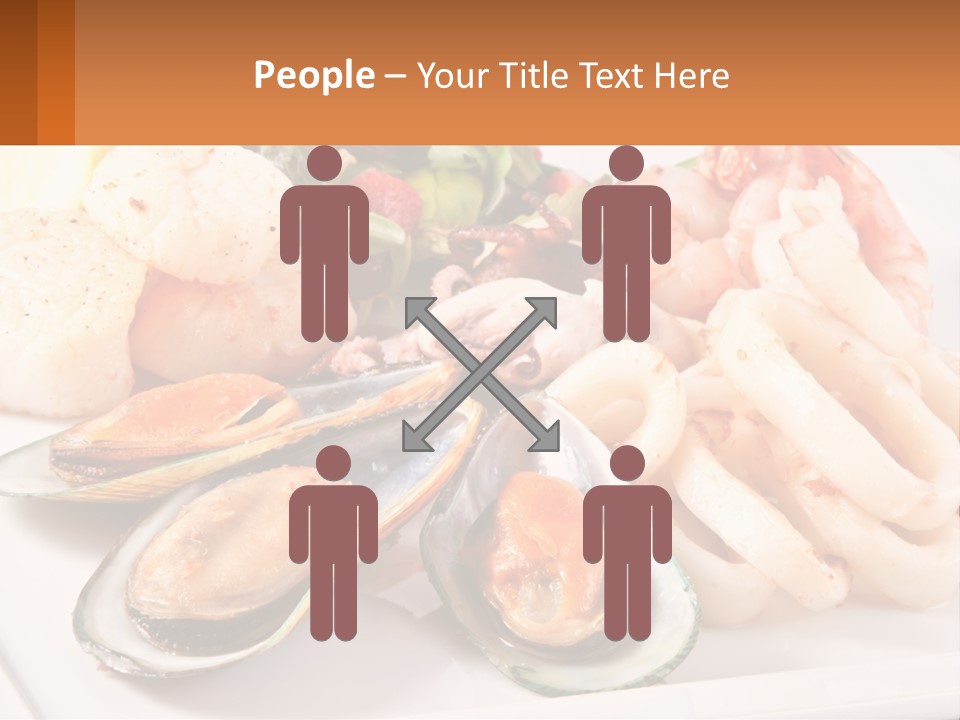 A Plate Of Food With Shrimp, Mussels And Other Foods PowerPoint Template