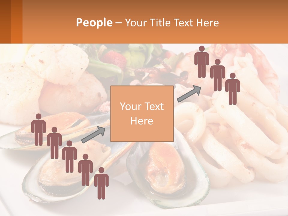 A Plate Of Food With Shrimp, Mussels And Other Foods PowerPoint Template