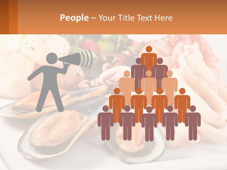 A Plate Of Food With Shrimp, Mussels And Other Foods PowerPoint Template