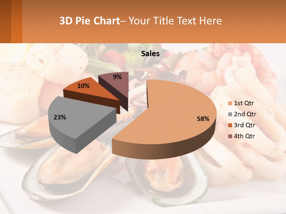 A Plate Of Food With Shrimp, Mussels And Other Foods PowerPoint Template