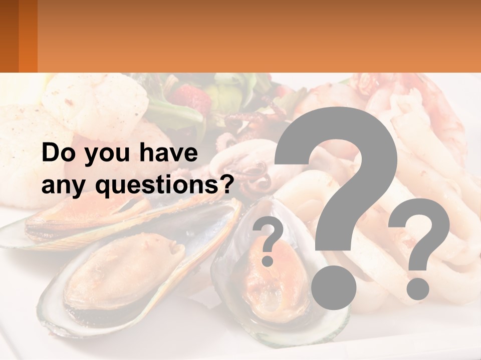 A Plate Of Food With Shrimp, Mussels And Other Foods PowerPoint Template