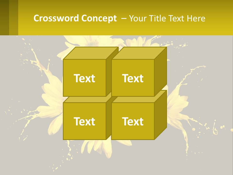 A Bunch Of Yellow Flowers On A Black Background PowerPoint Template