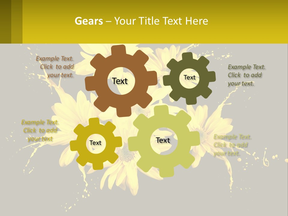 A Bunch Of Yellow Flowers On A Black Background PowerPoint Template