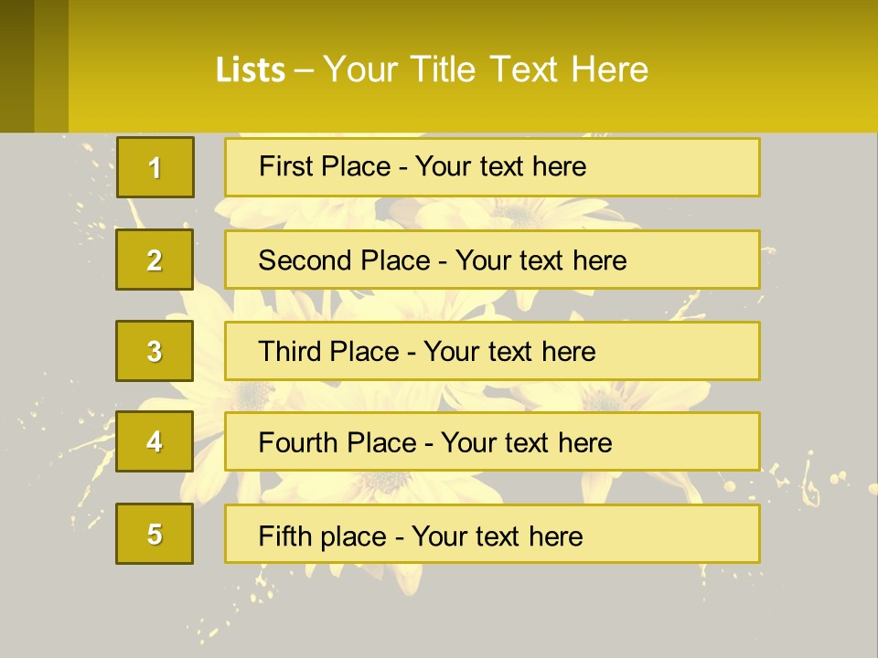 A Bunch Of Yellow Flowers On A Black Background PowerPoint Template