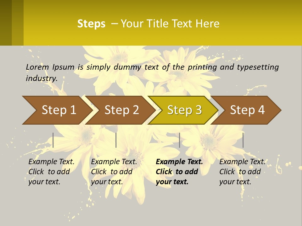 A Bunch Of Yellow Flowers On A Black Background PowerPoint Template