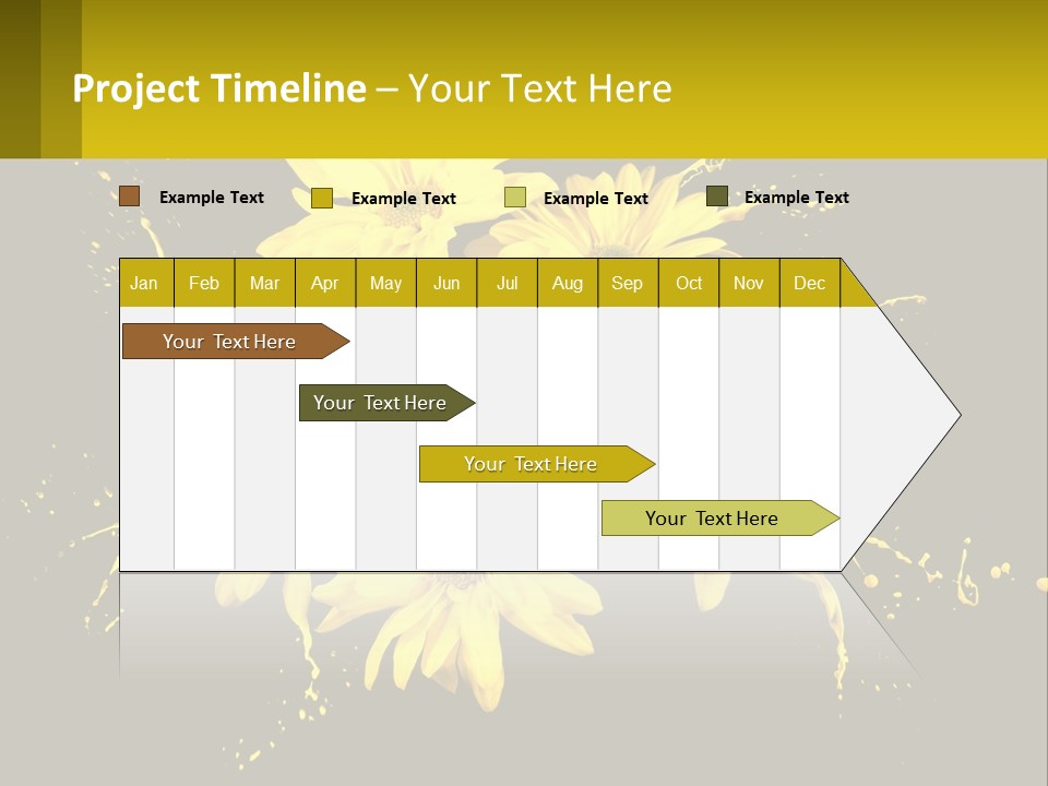 A Bunch Of Yellow Flowers On A Black Background PowerPoint Template