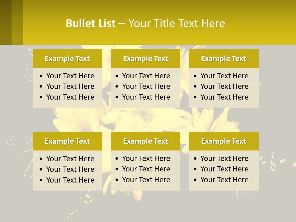 A Bunch Of Yellow Flowers On A Black Background PowerPoint Template